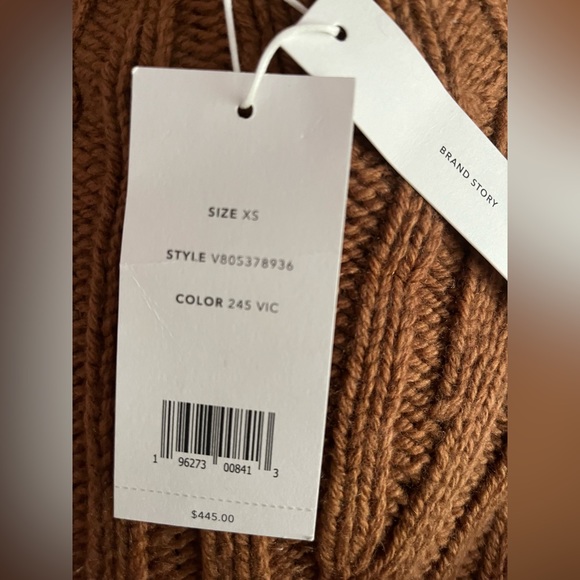 NWT VINCE Rib Transfer Crew Neck - Brown XS $445 - Picture 8 of 8